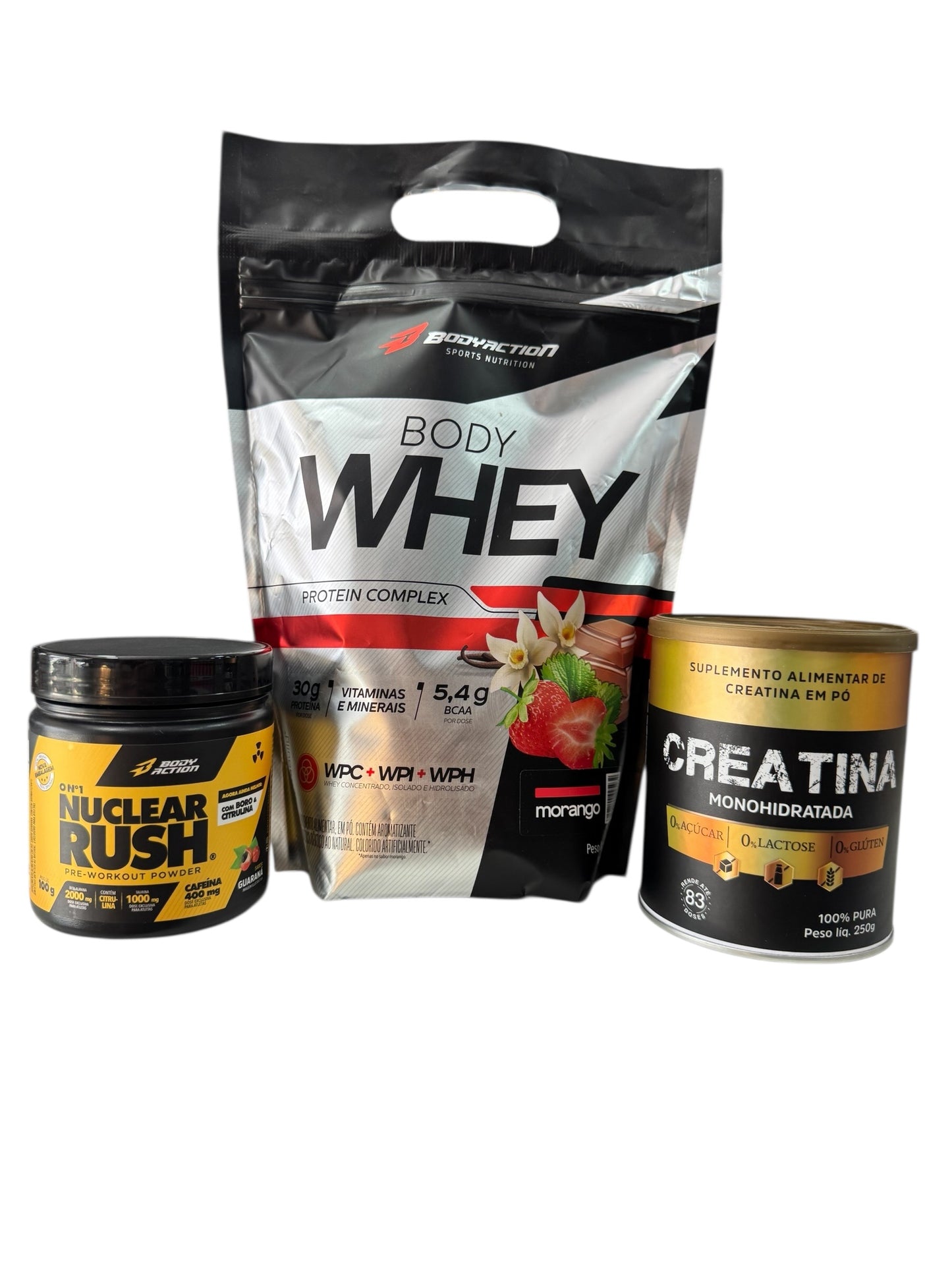KIT BODY WHEY+ CREATINA + PRE ENTRENO
