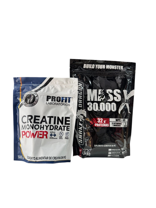 Kit Volumen y Fuerza – Creatina + Mass X Black 30000